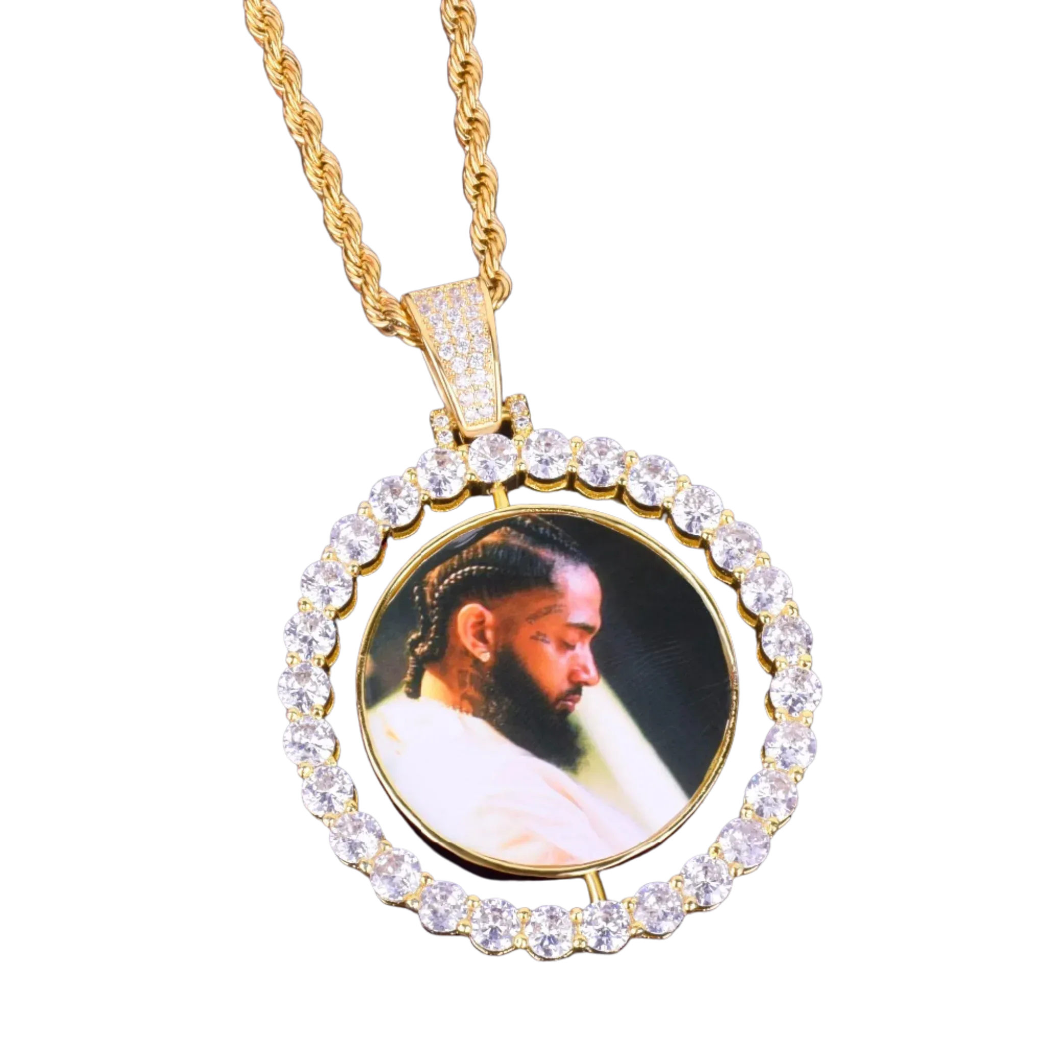 Rotating Double-Sided Medallions Spinning Custom Photo Picture Pendant Necklace - Personalized Jewelry - CaratixJewelry
